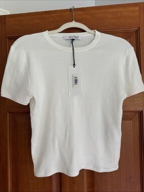 Archer Women's White Ribbed Short Sleeve Tee